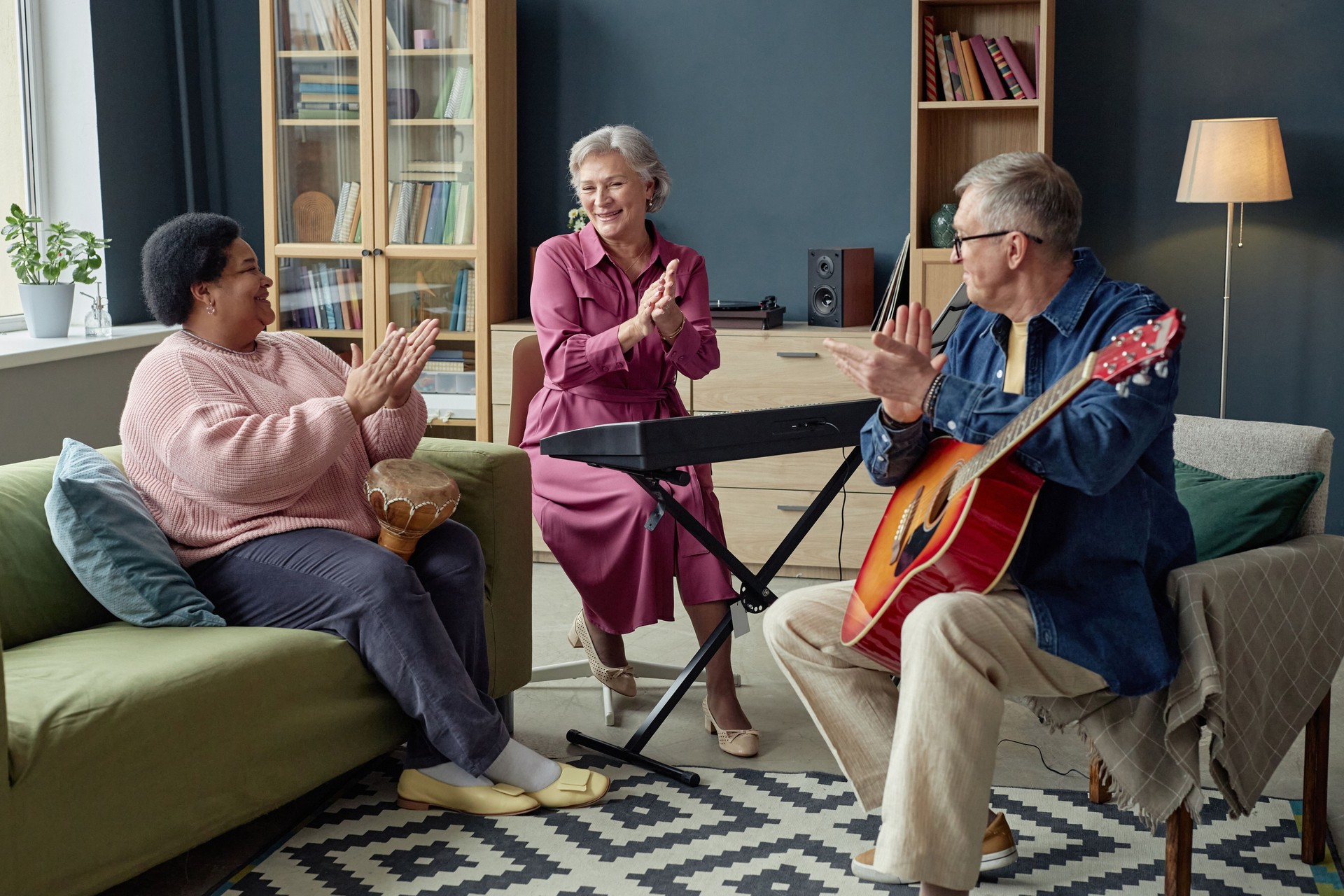 Group of Creative Mature People Playing Music